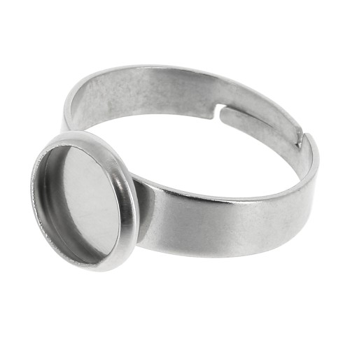 Anillo engaste ajustable para cabuchón fondo plano 8 mm de Acero inox 304 x1