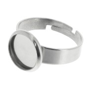 Anillo engaste ajustable para cabuchón fondo plano 10 mm de Acero inox x1|raw }}