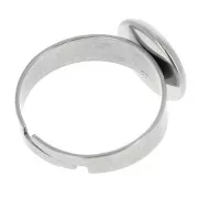 Anillo engaste ajustable para cabuchón fondo plano 10 mm de Acero inox x1
