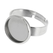 Anillo engaste ajustable para cabuchón fondo plano 12 mm de Acero inox x1|raw }}