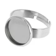 Anillo engaste ajustable para cabuchón fondo plano 12 mm de Acero inox x1