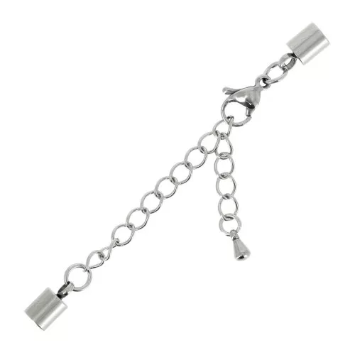 Cierre mosquetón de 10 mm + cadena de cordón de 4 mm - Acero inoxidable 304 x1