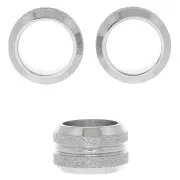 Cuenta arandela grande agujero diamantado 11x7 mm - Acero inoxidable x1