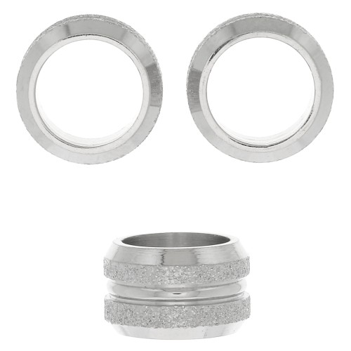 Cuenta arandela grande agujero diamantado 11x7 mm - Acero inoxidable x1