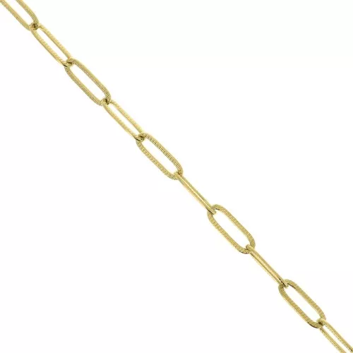 Cadena malla Rectangular con rayas 4.3 mm de Acero inoxidable Dorado 316L x50cm