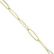Cadena de malla rectangular estriada de 6 mm, de acero inoxidable 304 Dorado, 50 cm