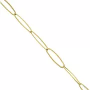 Cadena de malla rectangular estriada de 6 mm, de acero inoxidable 304 Dorado, 50 cm