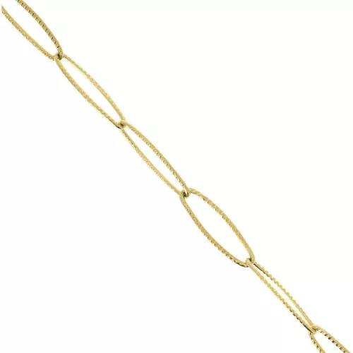 Cadena de malla rectangular estriada de 6 mm, de acero inoxidable 304 Dorado, 50 cm