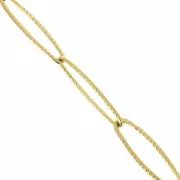 Cadena malla Rectangular con rayas 6 mm de Acero inoxidable Dorado 316L x50cm