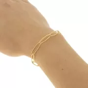 Cadena de malla rectangular estriada de 6 mm, de acero inoxidable 304 Dorado, 50 cm