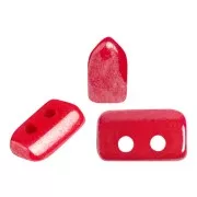Cuentas de cristal Piros® de Puca® 2x5 mm Opaque Red Coral Luster x10g