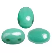 Cuentas de vidrio Samos® por Puca® 7x5 mm Opaque Green Turquoise Luster x10g