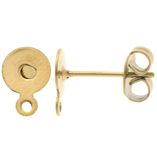 Ganchos pendientes de disco de 6 mm con anillo cerrado - Acero inoxidable 304L Dorado x2