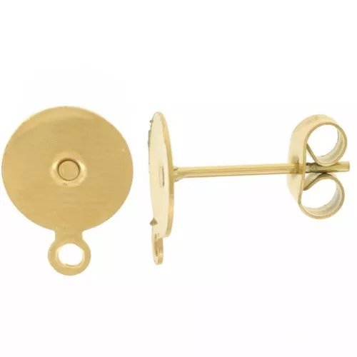 Pendientes de disco de 8 mm con anilla cerrada - Acero inoxidable 304L Dorado x2