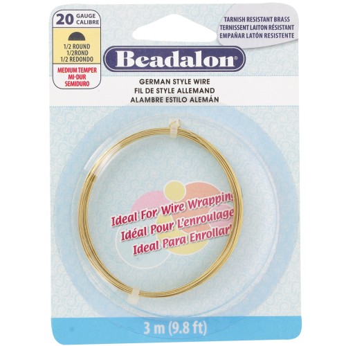 Hilo de latón semirredondo de 0,81 mm - German Style Wire - Antioxido x 3 m