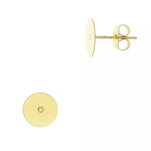Ganchos pendientes discos 10 mm - Acero inoxydable 304L Dorado x2