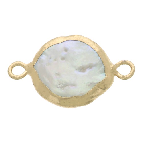 Entrepieza redonda 2 anillas con agua dulce 18x11 mm - Dorado x1