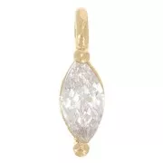 Mini dije navette con óxido de zirconio 7x2 mm - Dorado con fino - Crystal x1