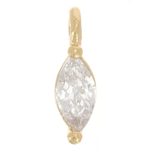 Mini dije navette con óxido de zirconio 7x2 mm - Dorado con fino - Crystal x1