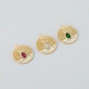 Colgante redondo trabajado con óxido de zirconio 21x19 mm - Dorado - Crystal x1