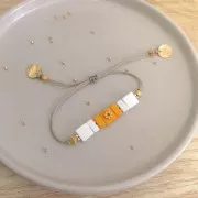 Cuenta de zamac cuadrado 8x8 mm - Dorado oro fino x1