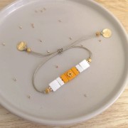 Cuenta de zamac rectangular 11x8 mm - Dorado con oro fino x1