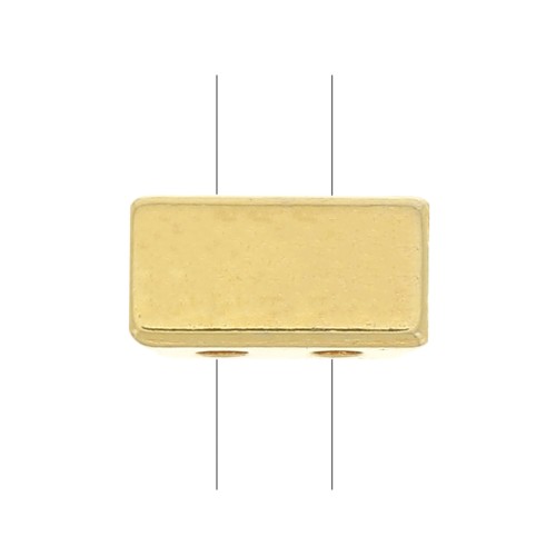 Cuenta de zamac con forma rectangular 8x4 mm - Dorado con oro fino x1