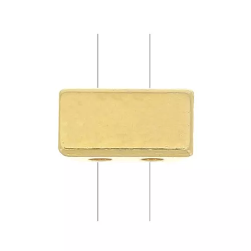 Cuenta de zamac con forma rectangular 8x4 mm - Dorado con oro fino x1