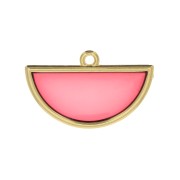 Colgante medio circulo resina epoxi 18.5x30 mm - Dorado - Rojo x1