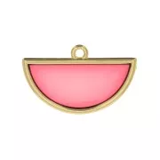 Colgante medio circulo resina epoxi 18.5x30 mm - Dorado - Rojo x1