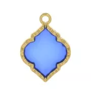 Colgante forma oriental resina epoxi 22.5x16 mm - Dorado - Azul x1