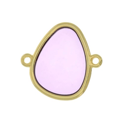 Entrepieza gota 2 anillas resina epoxi 19x20 mm Dorado - Morado x1