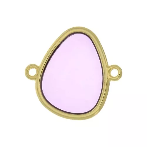 Entrepieza gota 2 anillas resina epoxi 19x20 mm Dorado - Morado x1