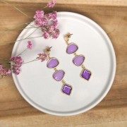 Entrepieza gota 2 anillas resina epoxi 19x20 mm Dorado - Morado x1