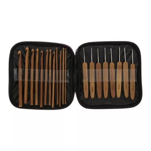 Surtido de 20 ganchos de bambú 1 mm y 10 mm - Natural