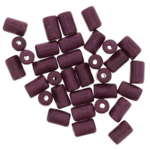 Cuentas tubos estilo Heishi de cerámica 5x8 mm - Prune mat x10