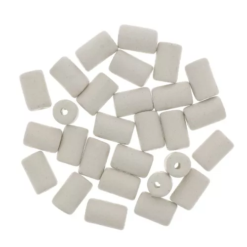 Cuentas tubos estilo Heishi de cerámica 5x8 mm - Blanco mat x10