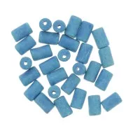 Cuentas tubos estilo Heishi de cerámica 5x8 mm - Azul mat x10