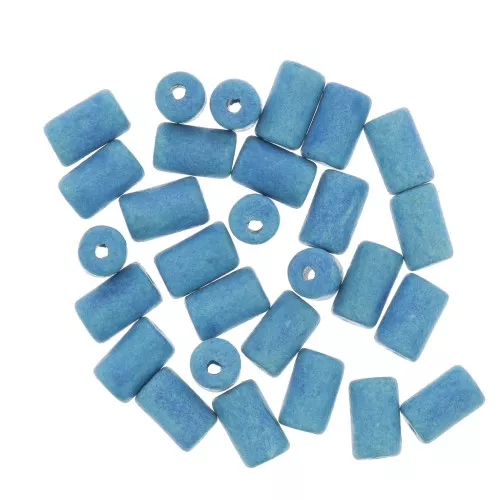 Cuentas tubos estilo Heishi de cerámica 5x8 mm - Azul mat x10