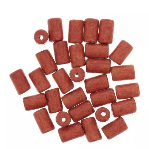Cuentas tubos estilo Heishi de cerámica 5x8 mm - Naranja Coral mat x10