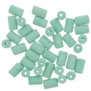 Cuentas tubos estilo Heishi de cerámica 5x8 mm - Verde turquesa mat x10|raw }}
