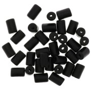 Cuentas tubos estilo Heishi de cerámica 5x8 mm - Negro mat x10