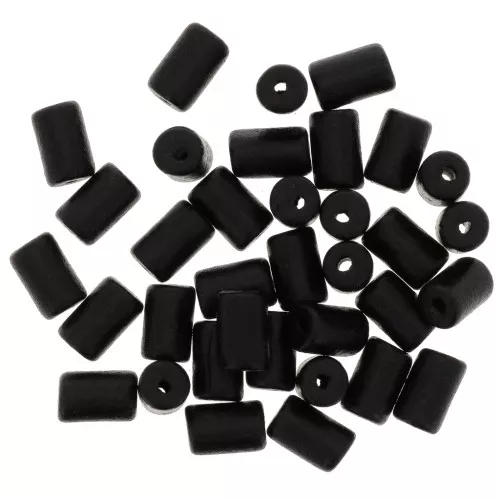 Cuentas tubos estilo Heishi de cerámica 5x8 mm - Negro mat x10
