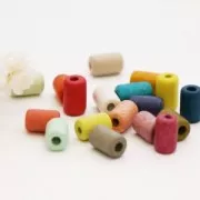 Cuentas tubos estilo Heishi de cerámica 5x8 mm - Amarillo mat x10