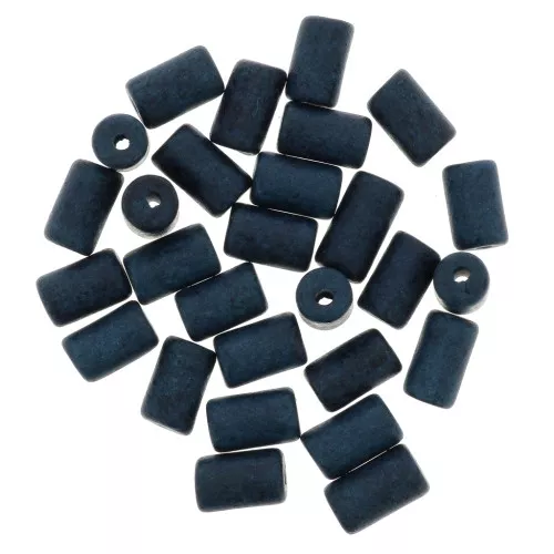 Cuentas tubos estilo Heishi de cerámica 5x8 mm - Azul canard mat x10