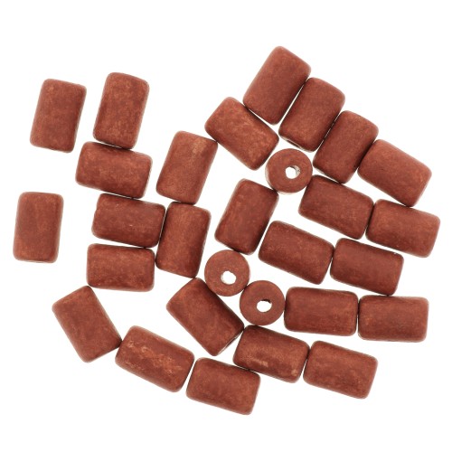 Cuentas tubos estilo Heishi de cerámica 5x8 mm - Terracotta mat x10