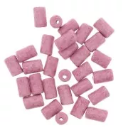 Cuentas tubos estilo Heishi de cerámica 5x8 mm - Rosa mat x10