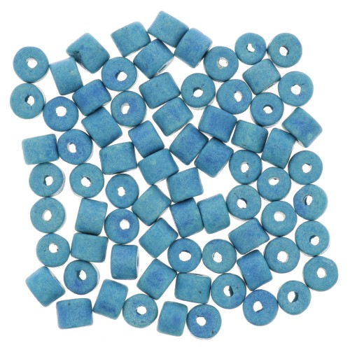 Cuentas tubos estilo Heishi de cerámica 5x4 mm - Azul mat x20