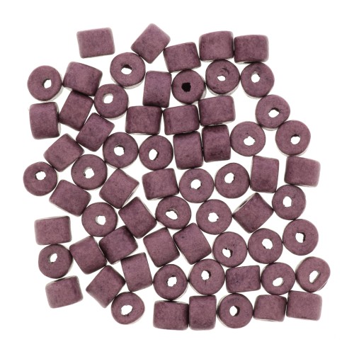 Cuentas tubos estilo Heishi de cerámica 5x4 mm - Mauve mat x20