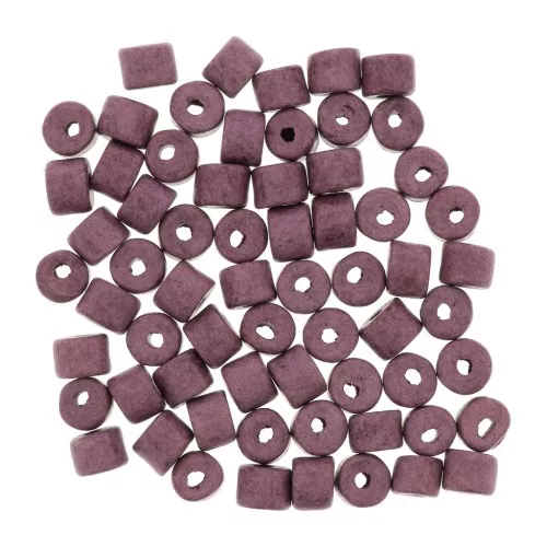 Cuentas tubos estilo Heishi de cerámica 5x4 mm - Mauve mat x20